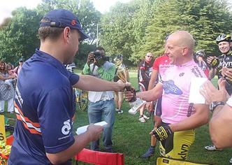 Charlie awarding the 2008 Cadence Cup Series trophy to the Cat 4 winner